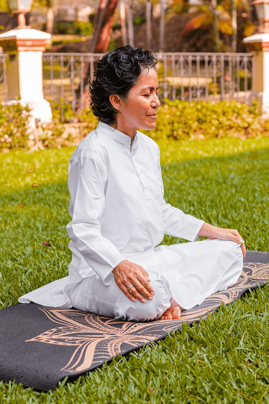 Yoga instructor in a seated pose